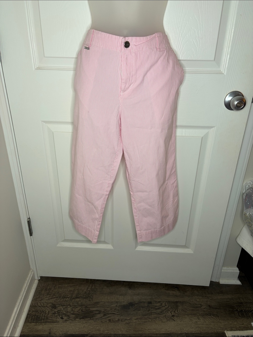 Lauren Ralph Lauren Pink White Striped Capri Pants Women’s Size 10